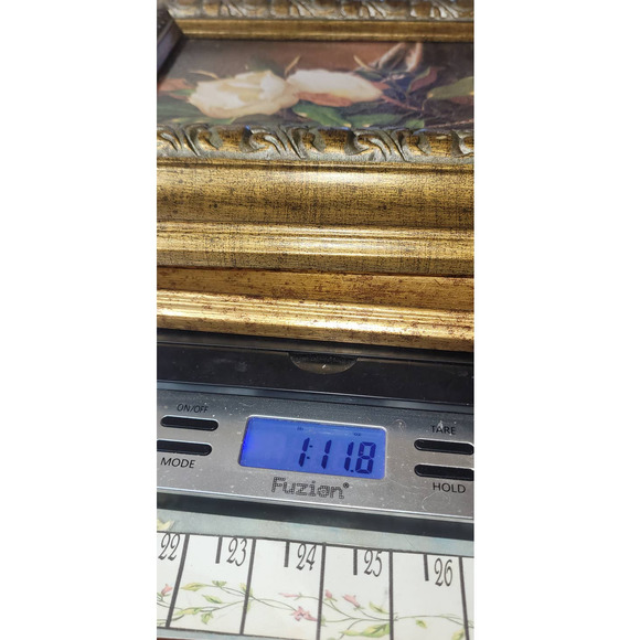 Beautiful Antiqued Gold Frames w/White Rose Portraits - Picture 7 of 8